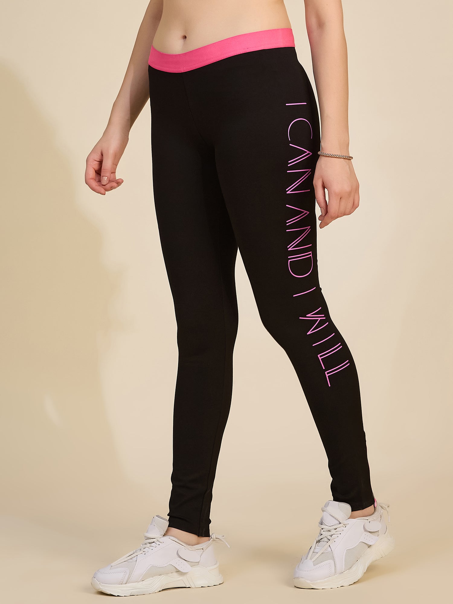 Black Women's Mid-Rise Graphic Print Ponte Roma Leggings