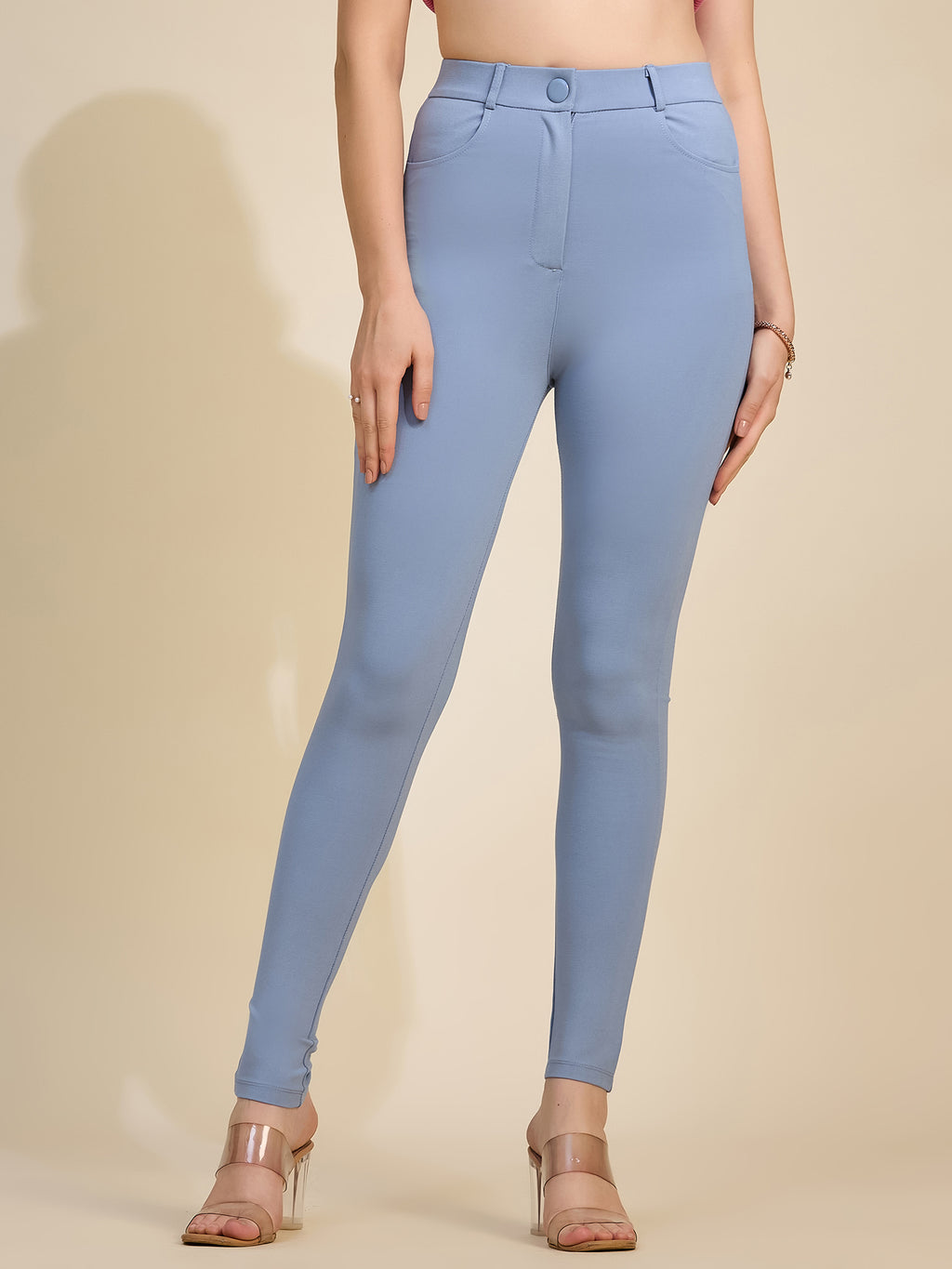 Sky Blue Women's High-Rise Ponte Roma Jeggings
