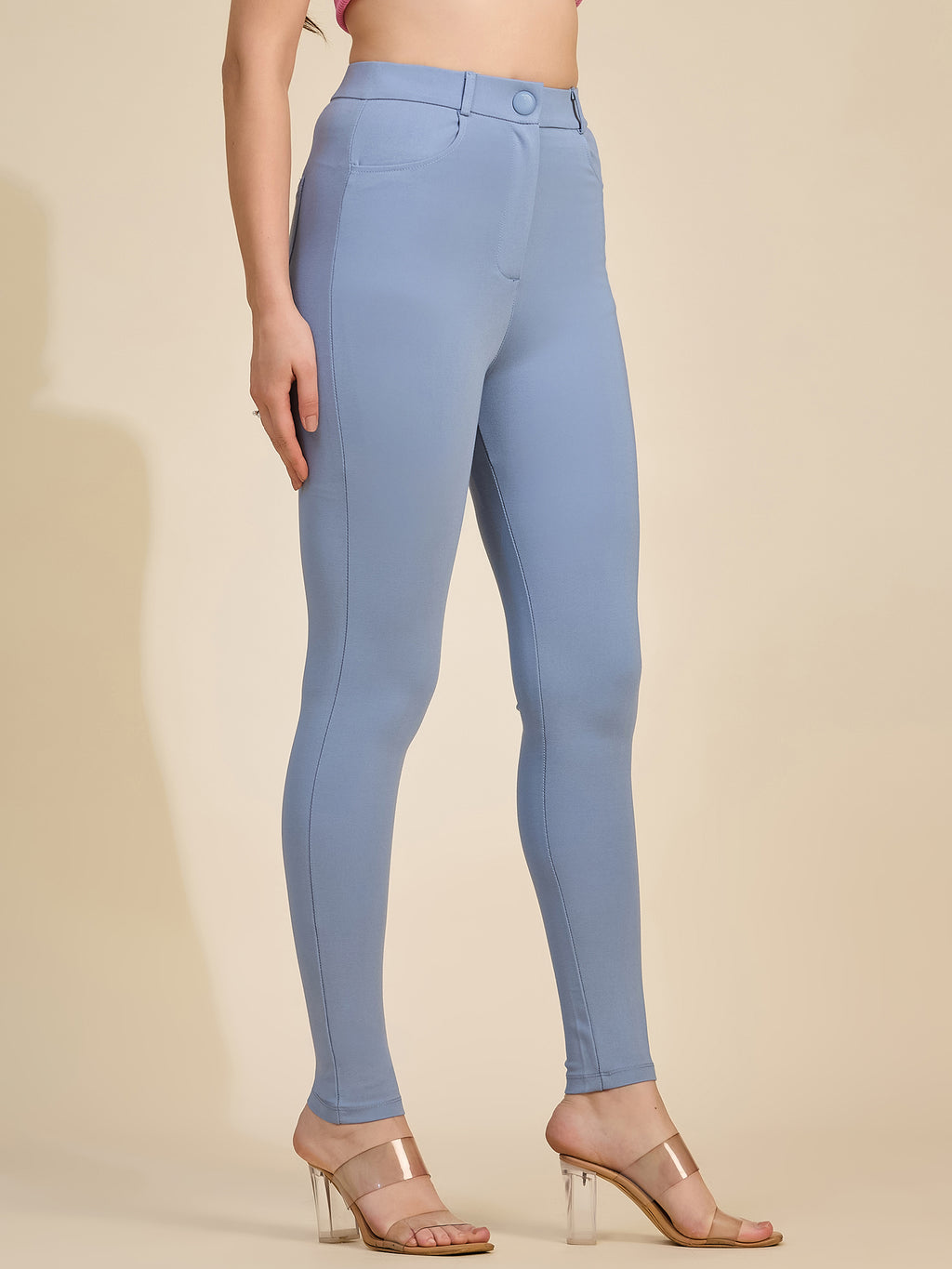 Sky Blue Women's High-Rise Ponte Roma Jeggings