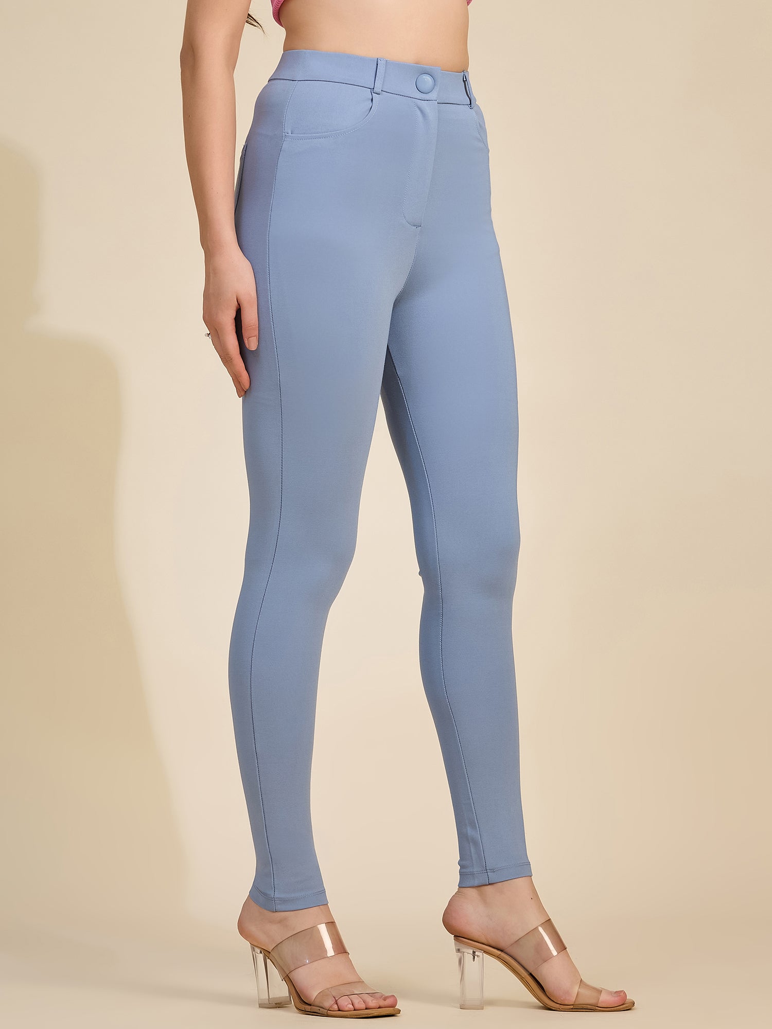 Sky Blue Women's High-Rise Ponte Roma Jeggings