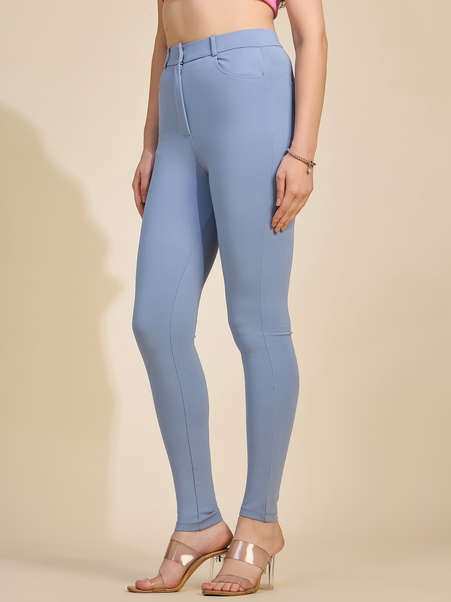 Sky Blue Women's High-Rise Ponte Roma Jeggings