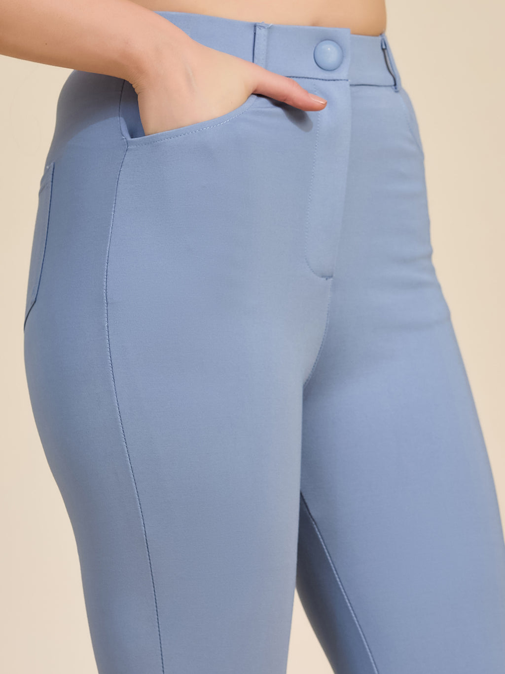 Sky Blue Women's High-Rise Ponte Roma Jeggings