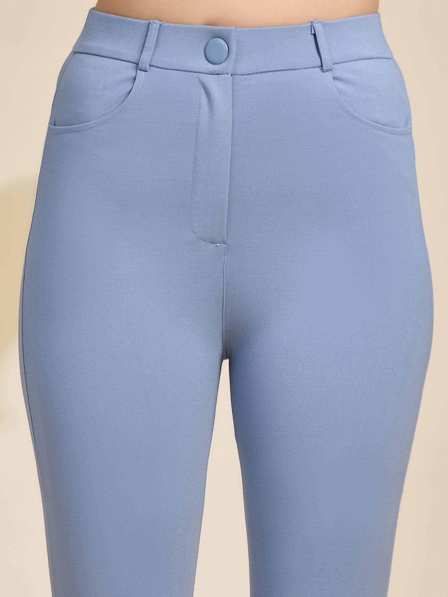 Sky Blue Women's High-Rise Ponte Roma Jeggings