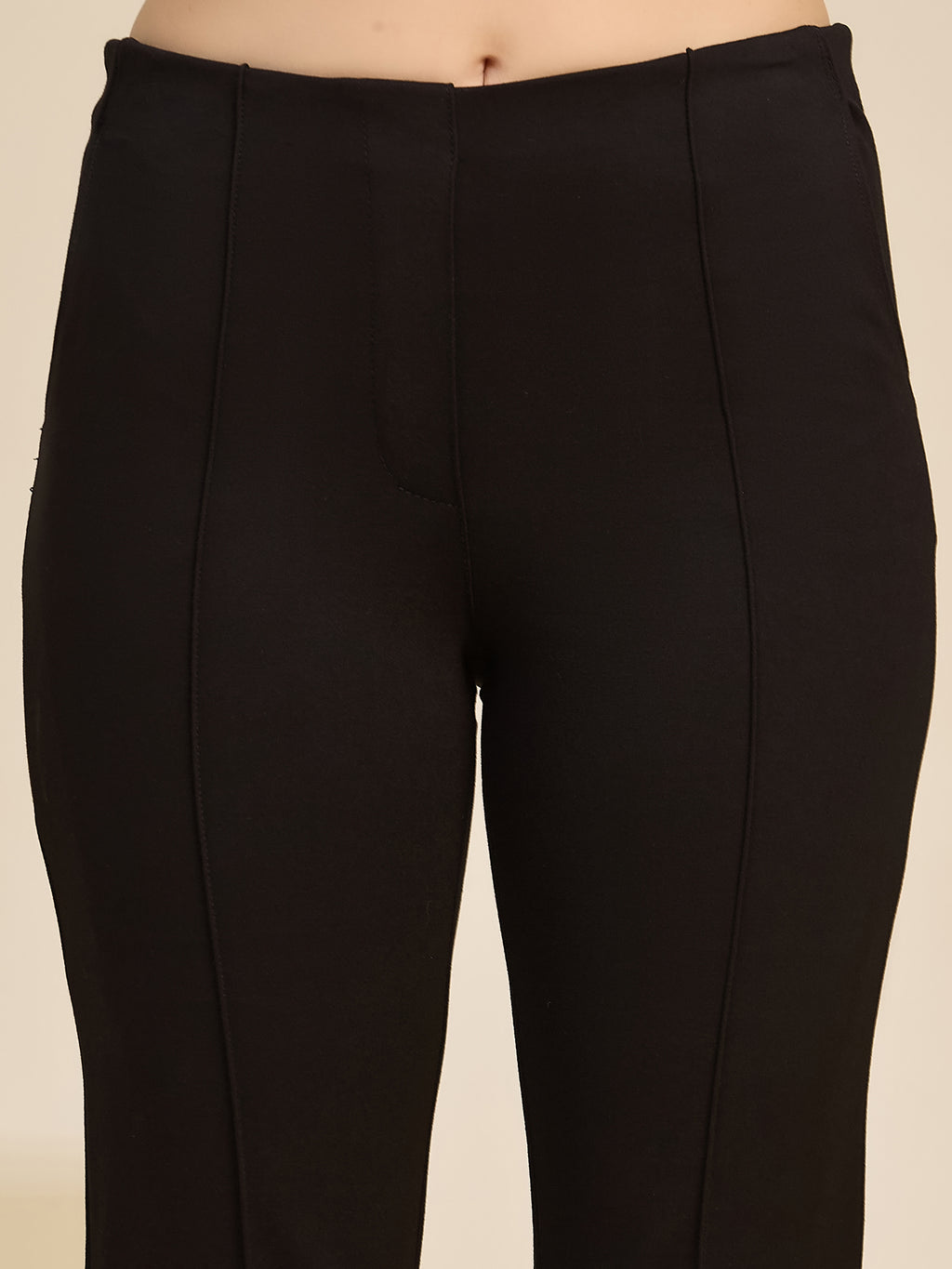 Black Women's High-Rise Ponte Roma Cropped Ankle Pants