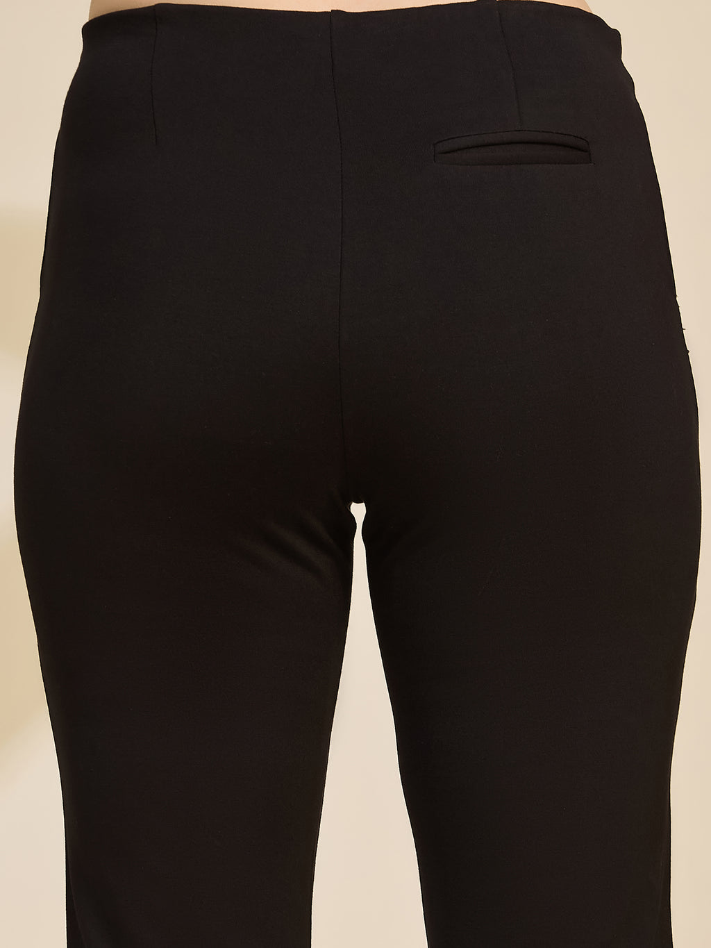 Black Women's High-Rise Ponte Roma Cropped Ankle Pants
