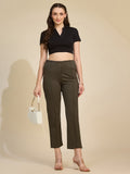 Olive Women's High-Rise Ponte Roma Cropped Ankle Pants