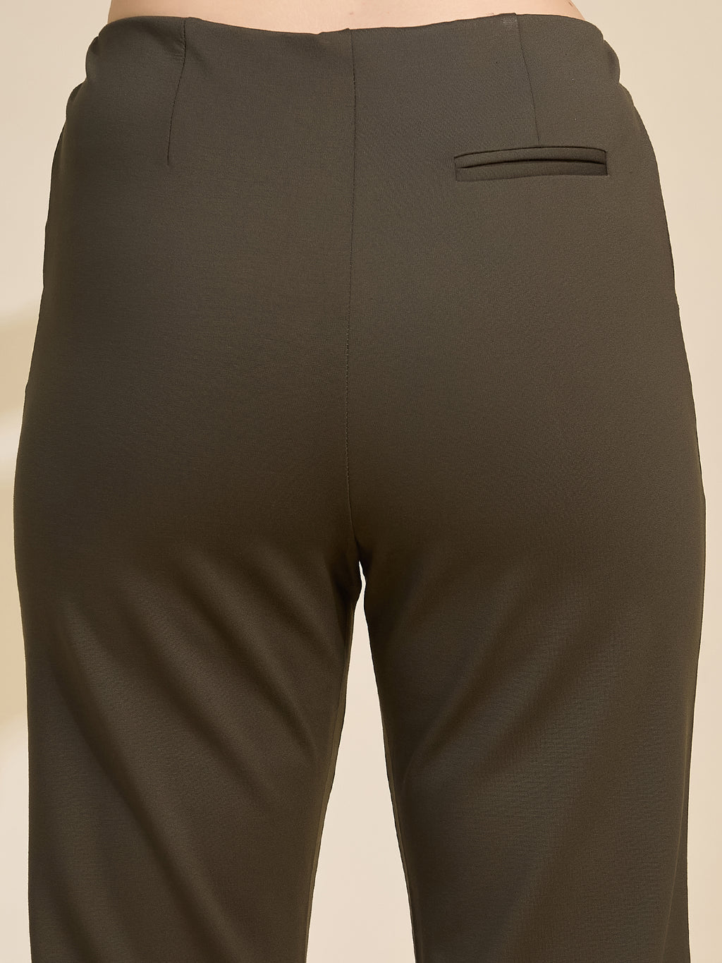 Olive Women's High-Rise Ponte Roma Cropped Ankle Pants