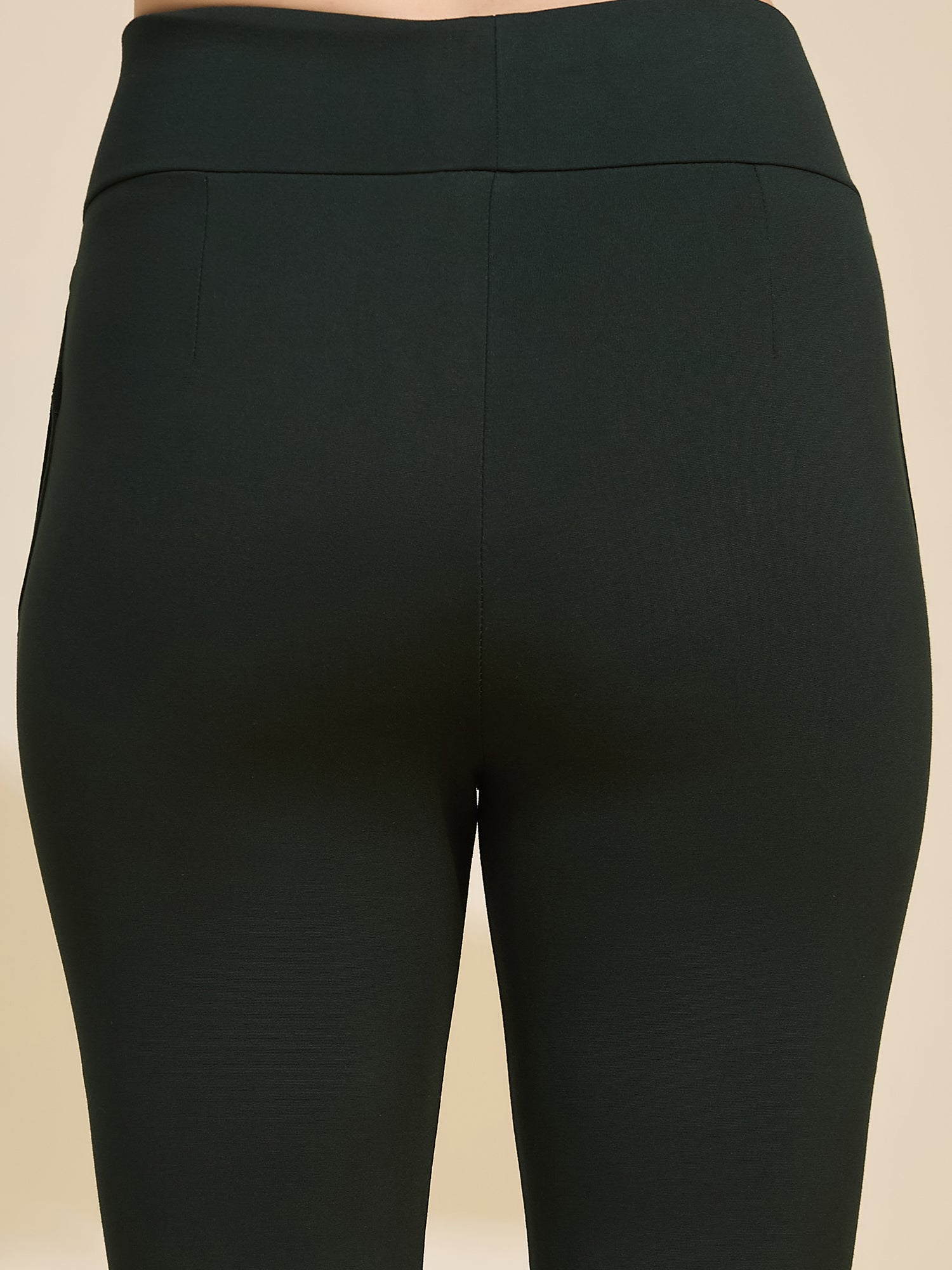 Bottle Green Women's High-Rise Slit Hem Ponte Roma Pants