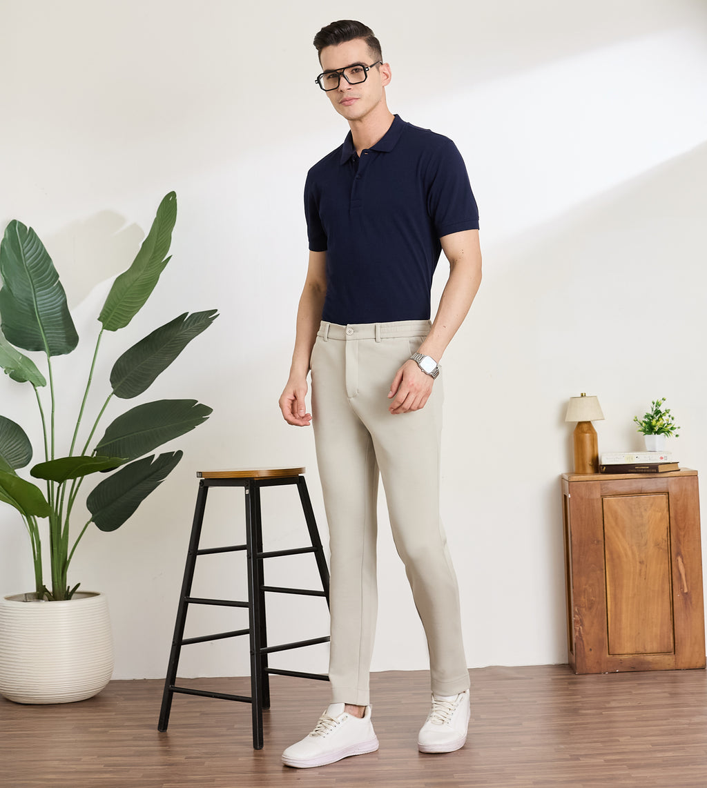 Stone Cotton Dobby Slim Fit Pants
