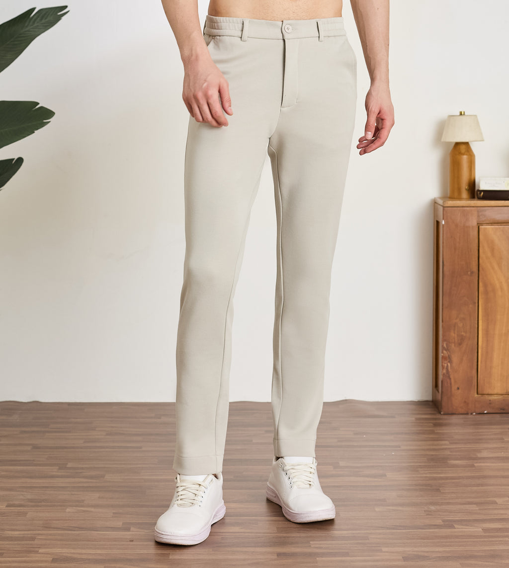 Stone Cotton Dobby Slim Fit Pants
