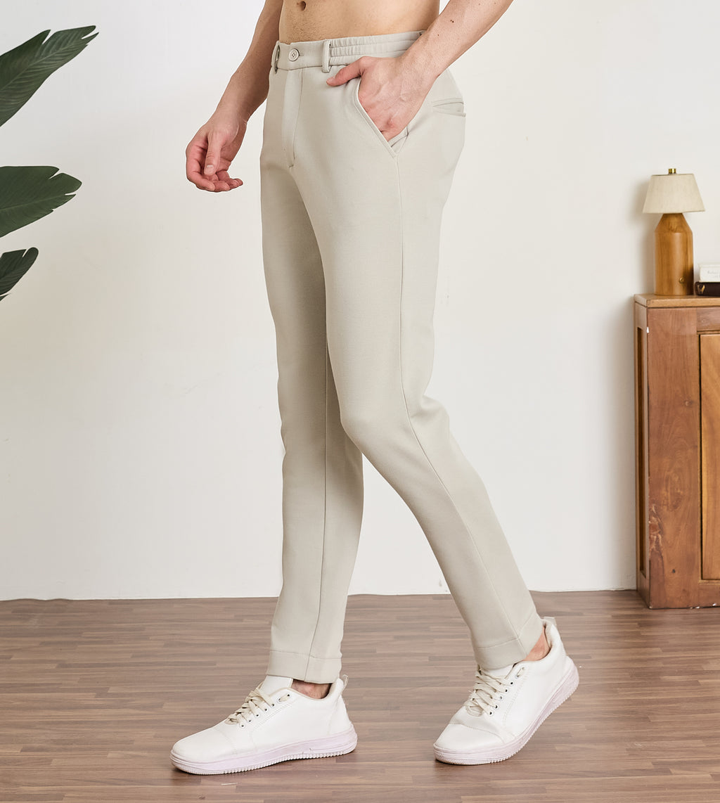 Stone Cotton Dobby Slim Fit Pants