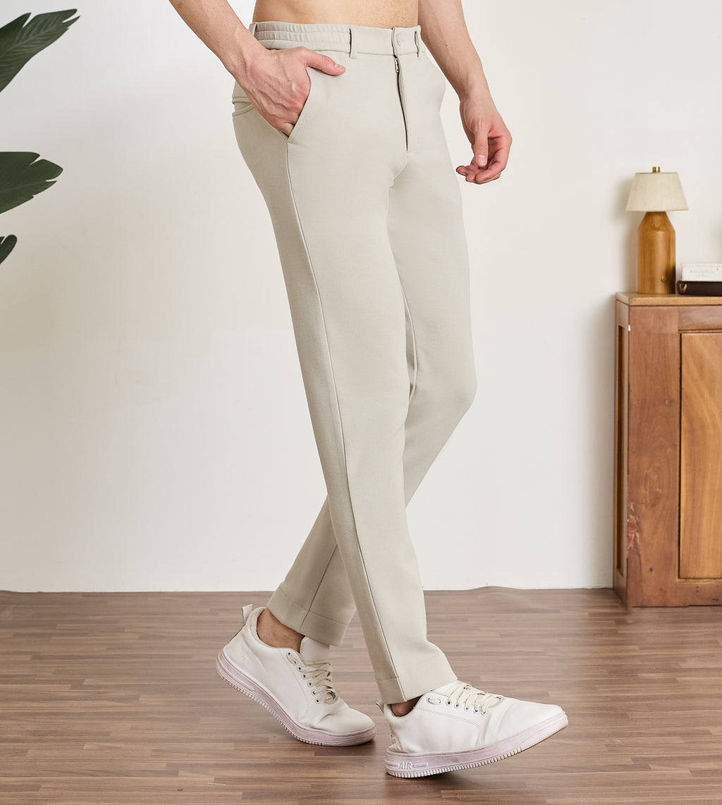 Stone Cotton Dobby Slim Fit Pants