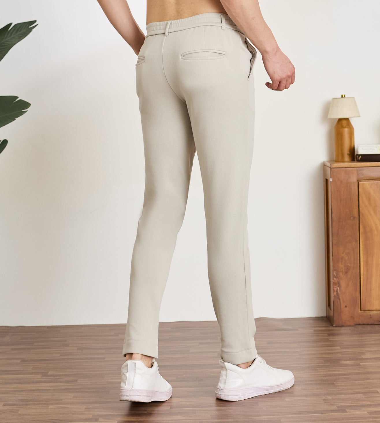 Stone Cotton Dobby Slim Fit Pants