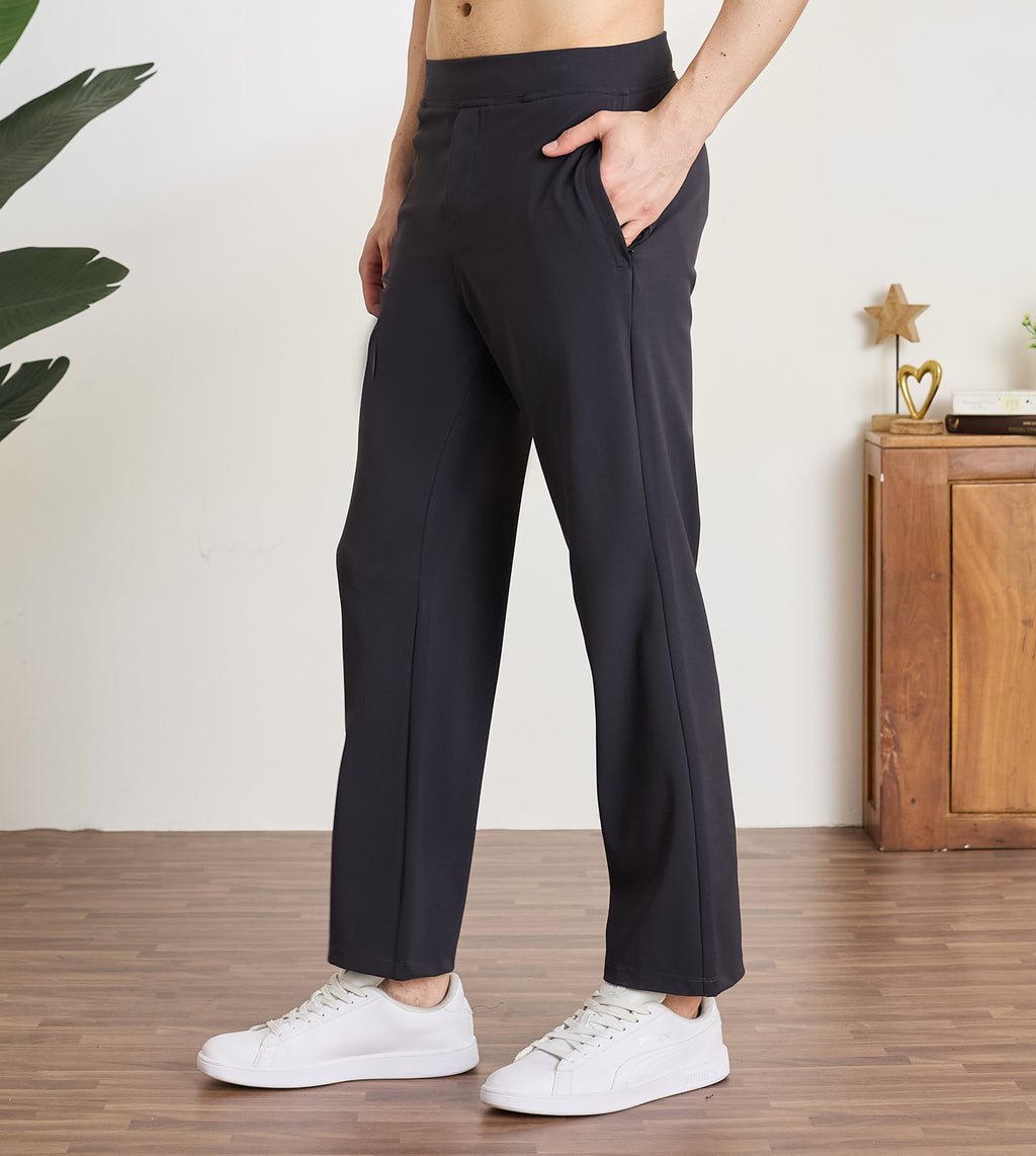 Charcoal Nylon Spandex Straight Fit Pants