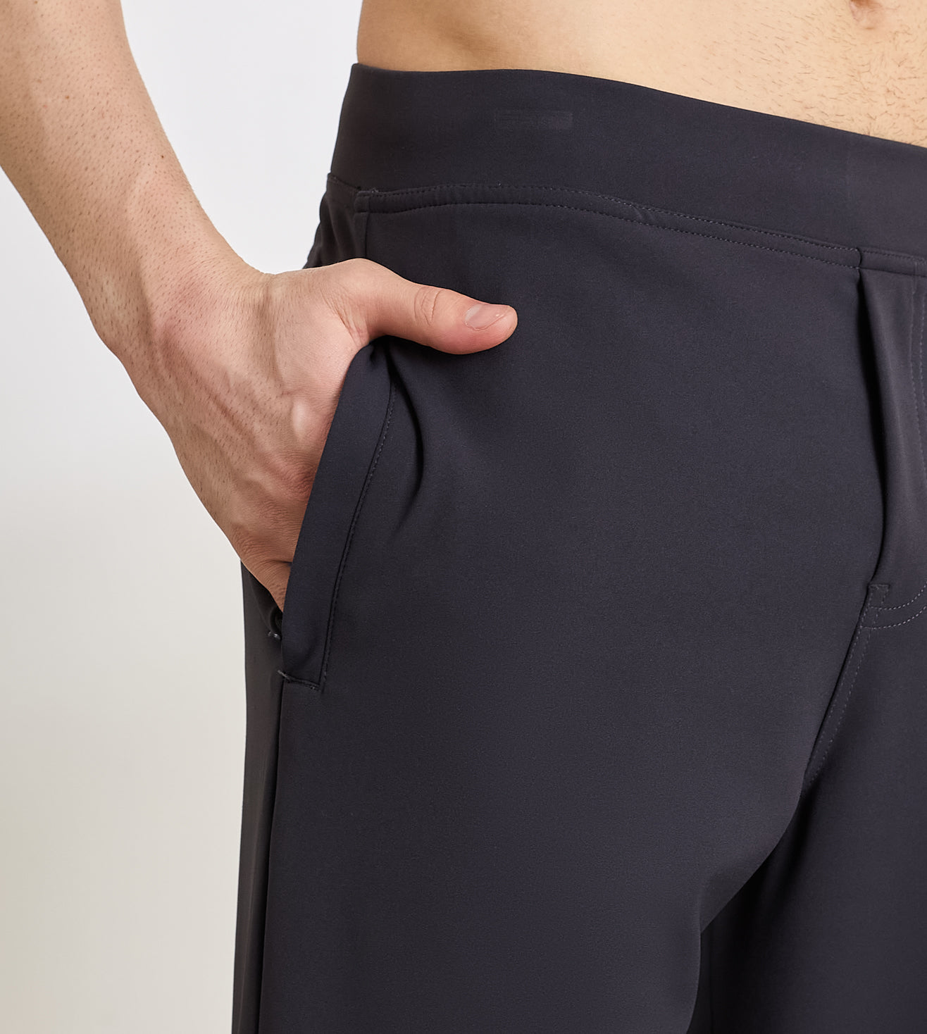 Charcoal Nylon Spandex Straight Fit Pants