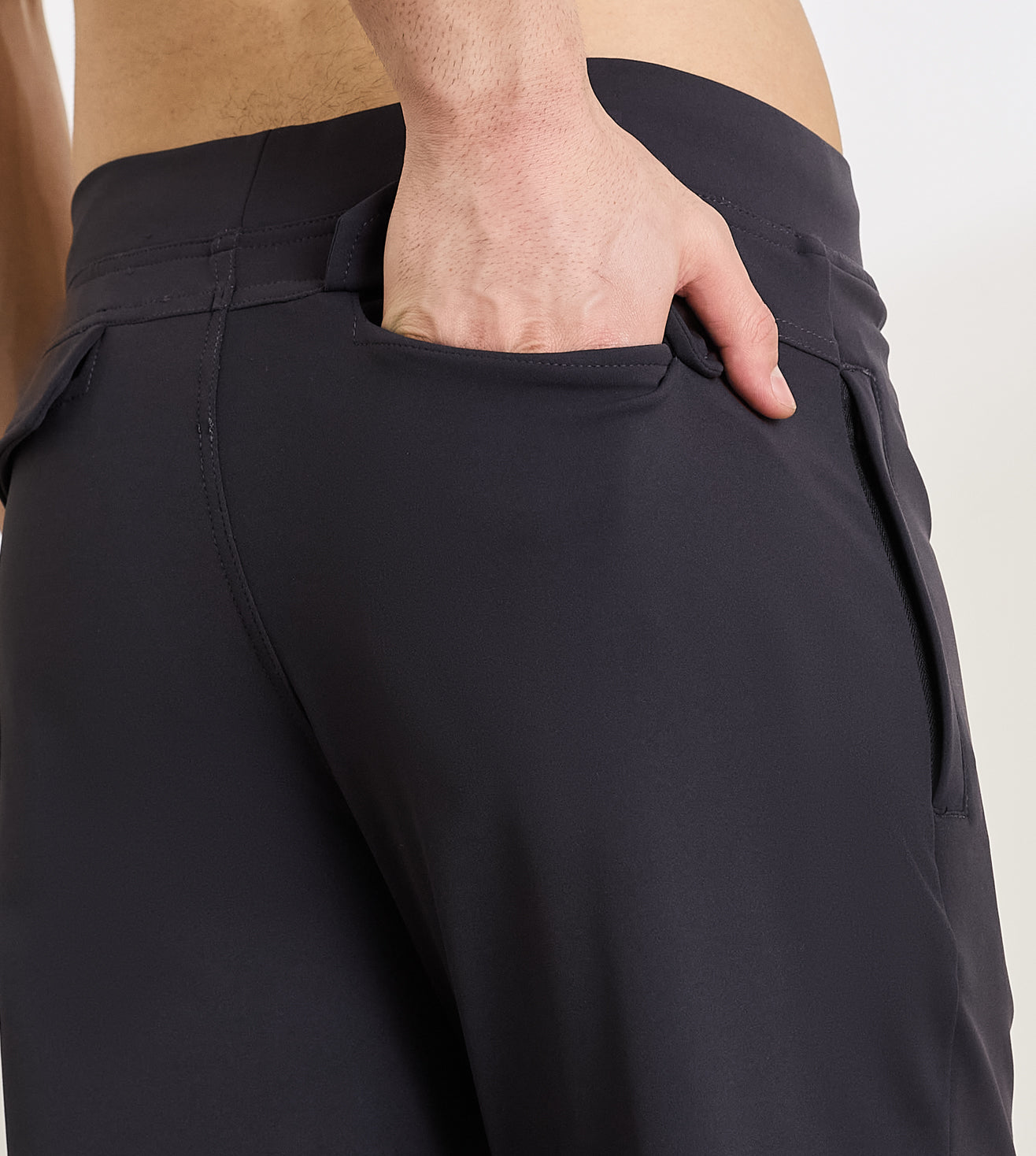 Charcoal Nylon Spandex Straight Fit Pants