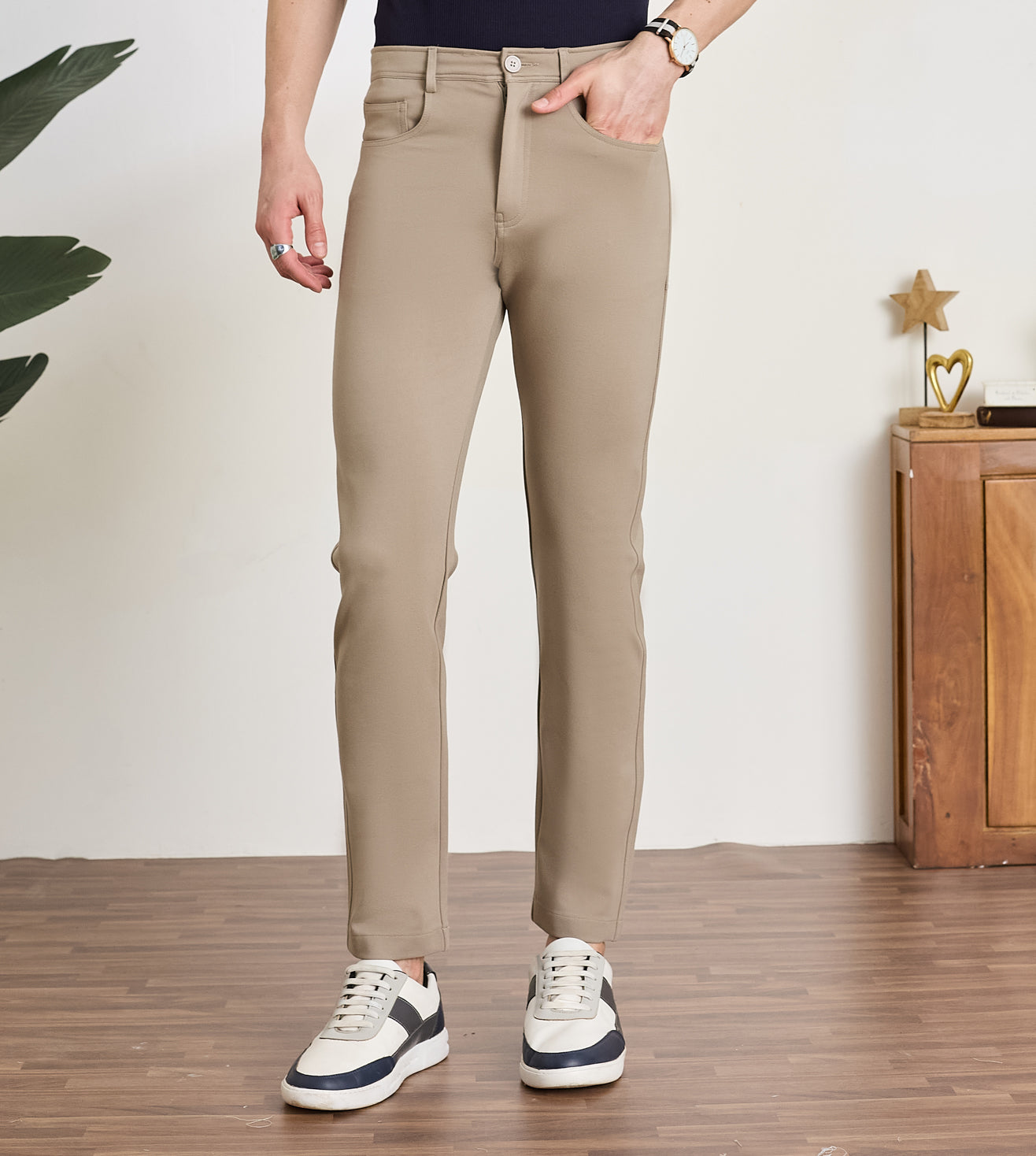 Grey Ponty Roma Slim Fit Trousers