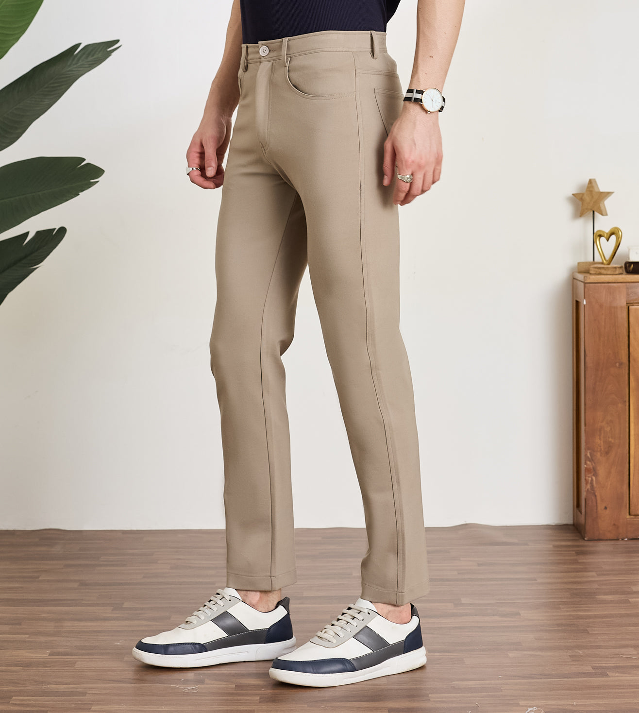 Grey Ponty Roma Slim Fit Trousers