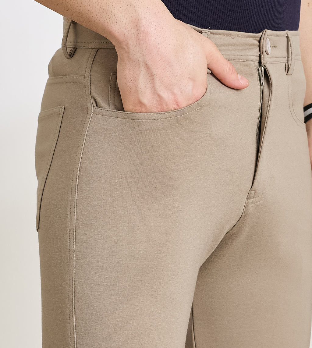 Grey Ponty Roma Slim Fit Trousers