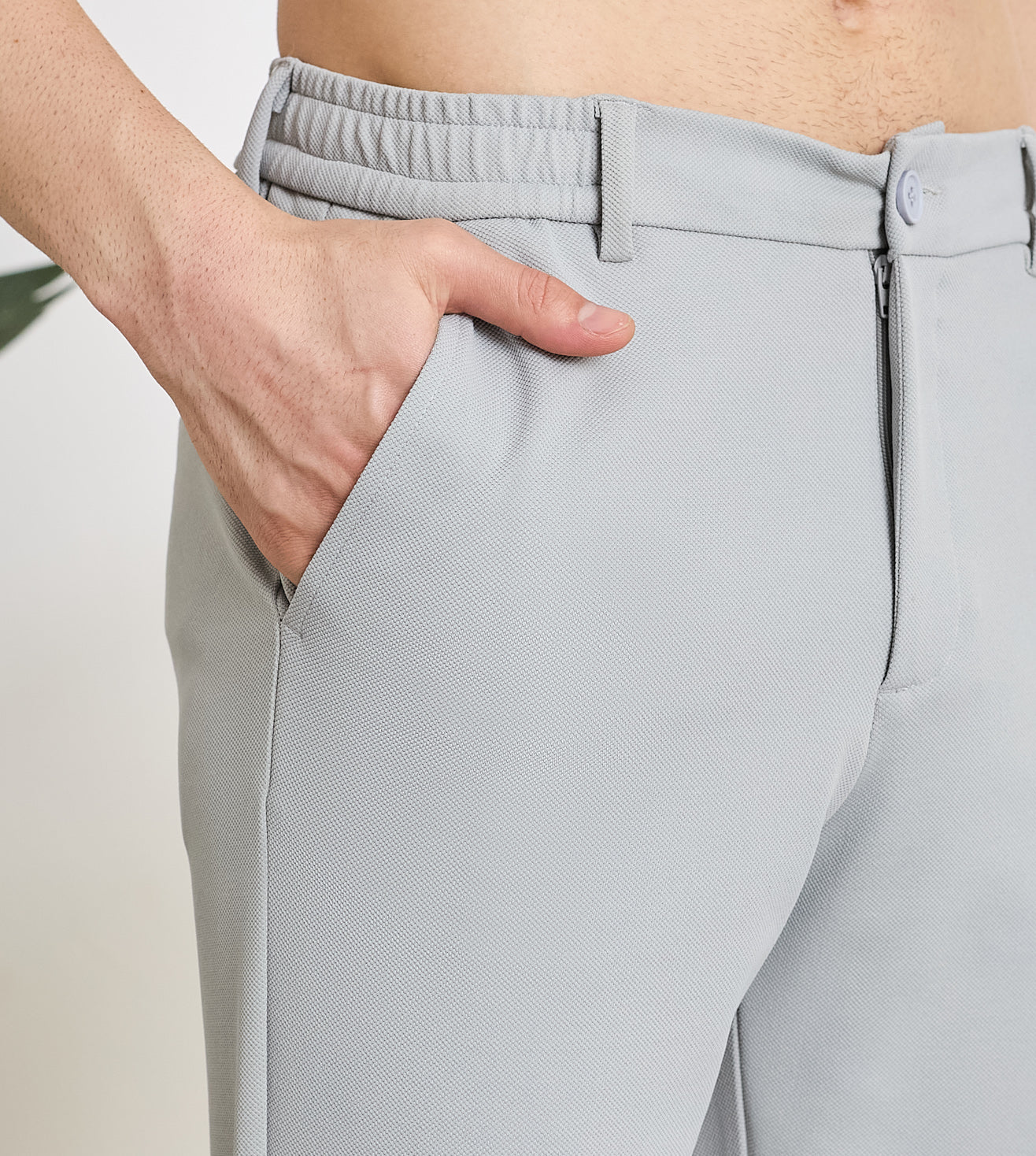 Grey Spandex Slim Fit Trousers