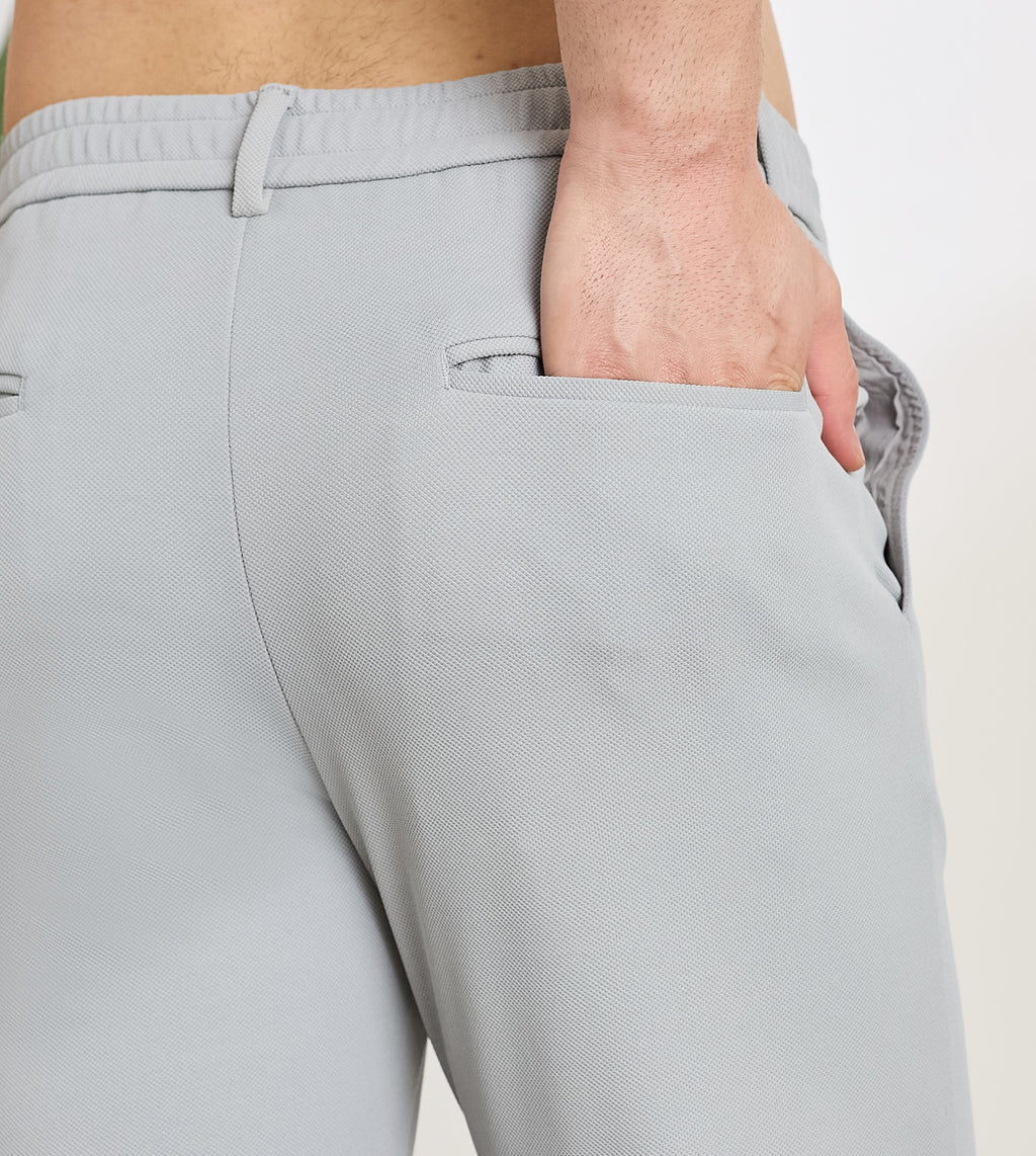 Grey Spandex Slim Fit Trousers