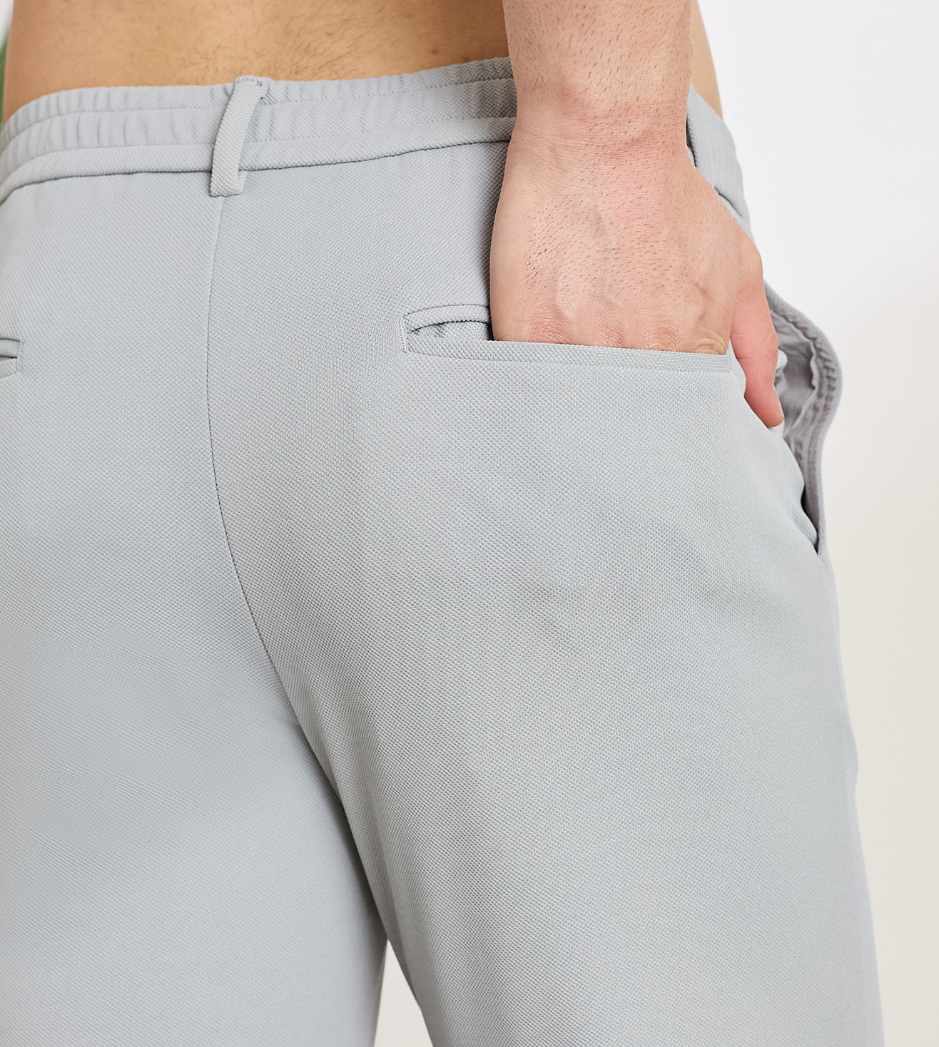 Grey Spandex Slim Fit Trousers