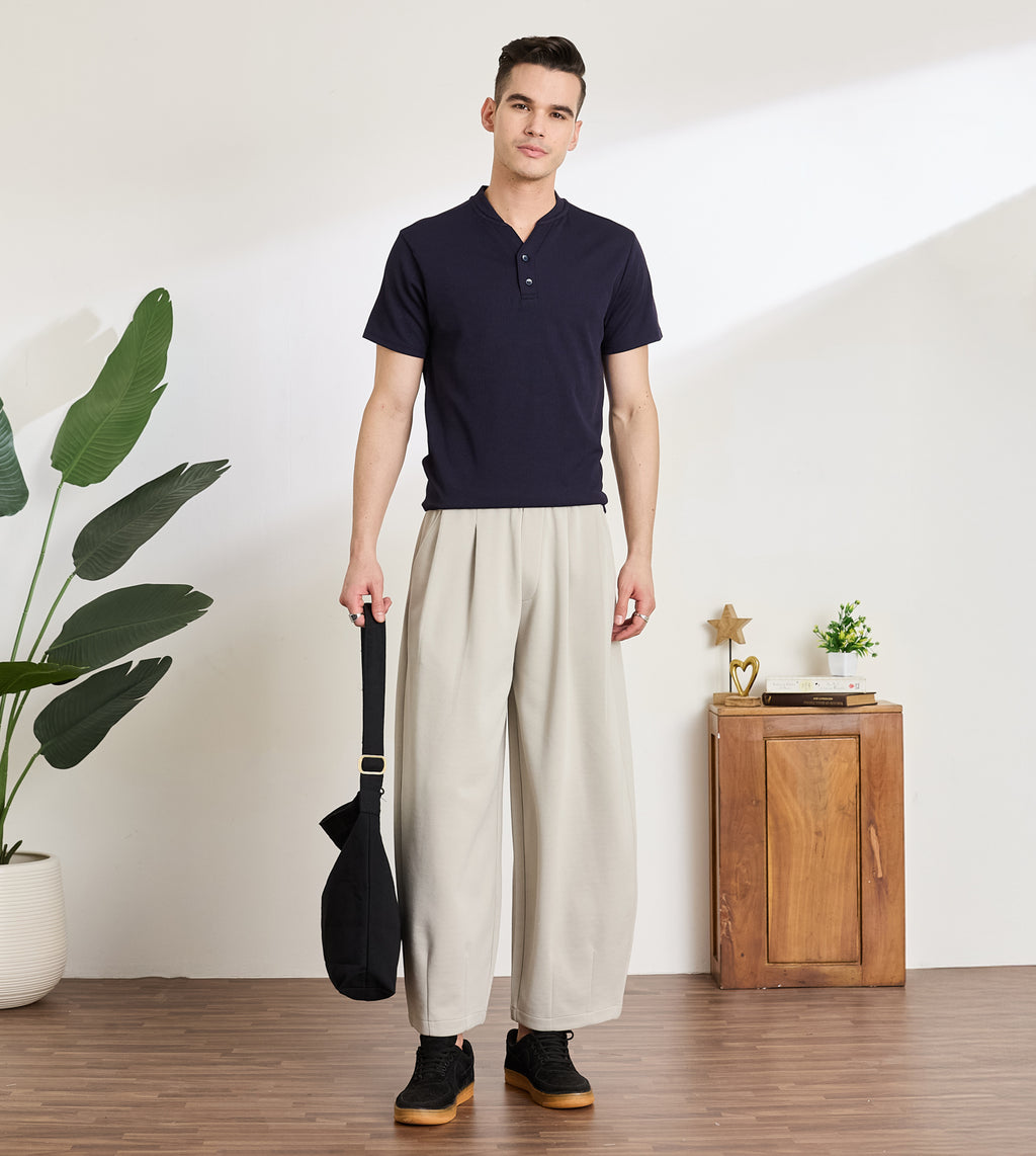 Stone Cotton Dobby Barrel Pants