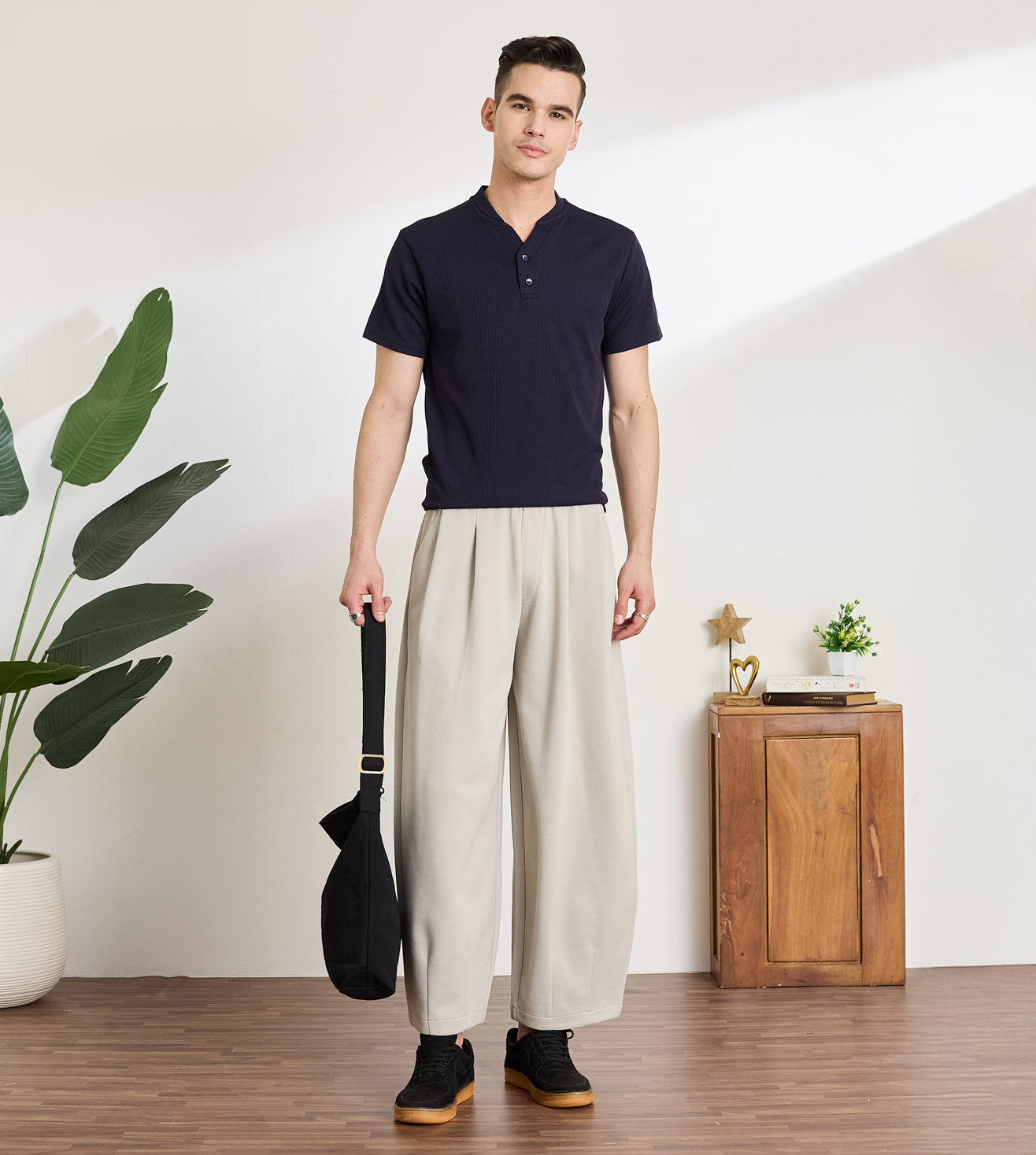 Stone Cotton Dobby Barrel Pants