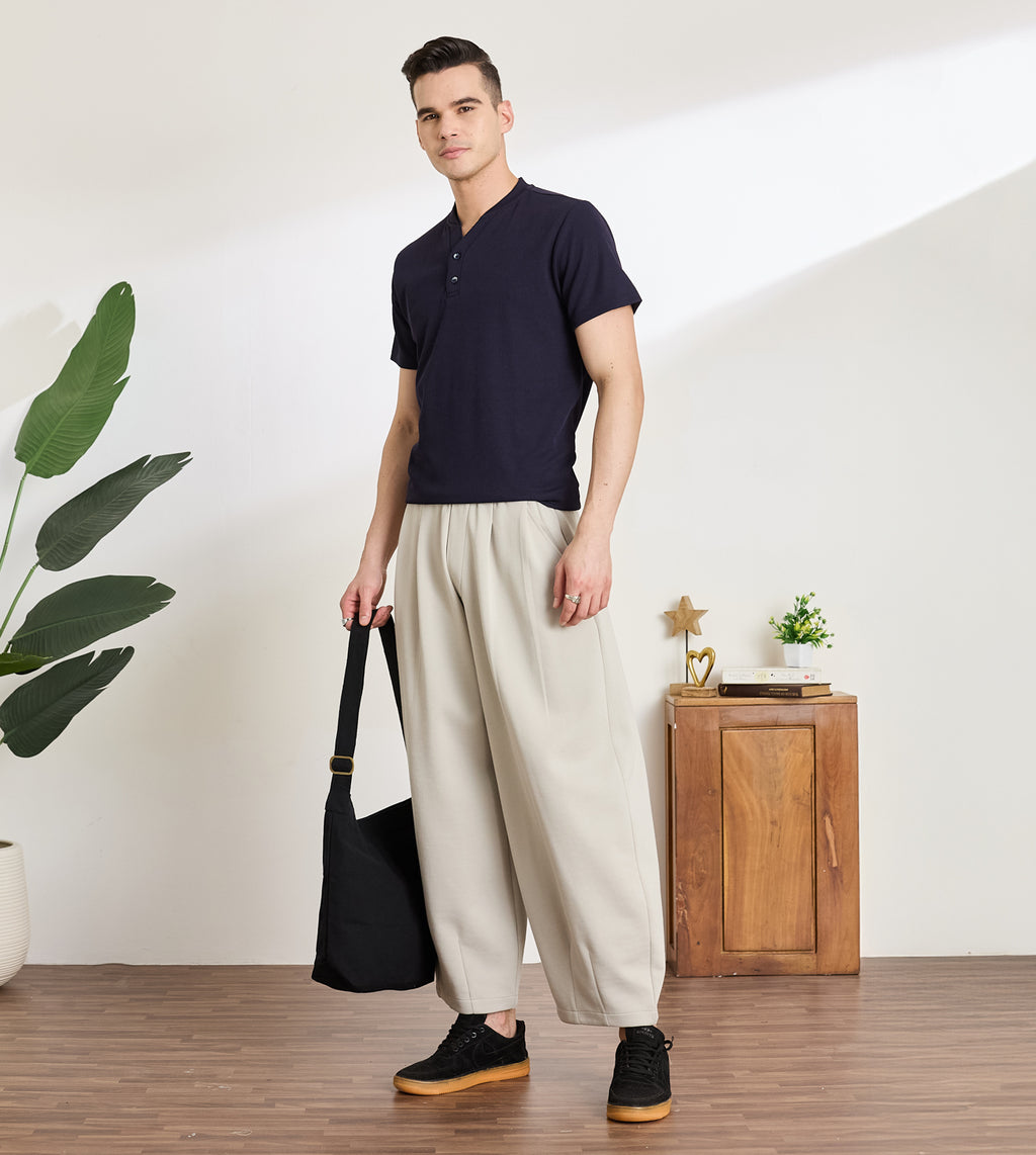 Stone Cotton Dobby Barrel Pants