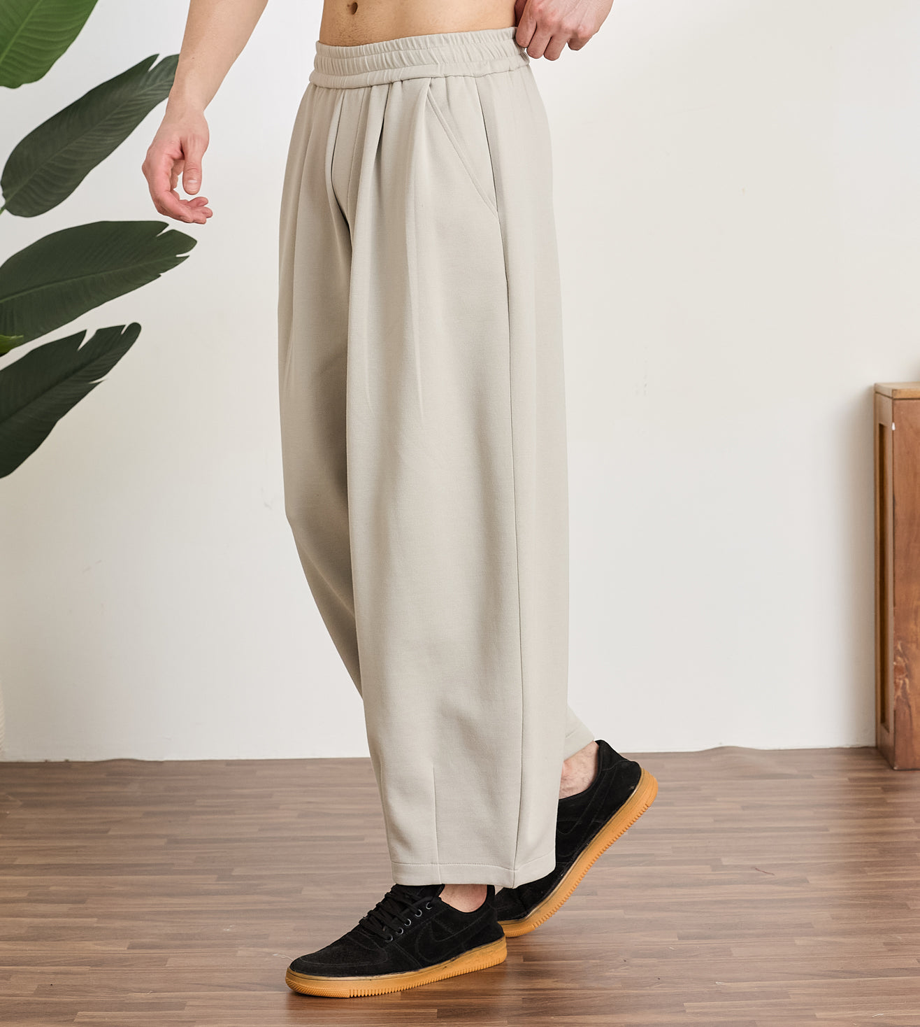 Stone Cotton Dobby Barrel Pants