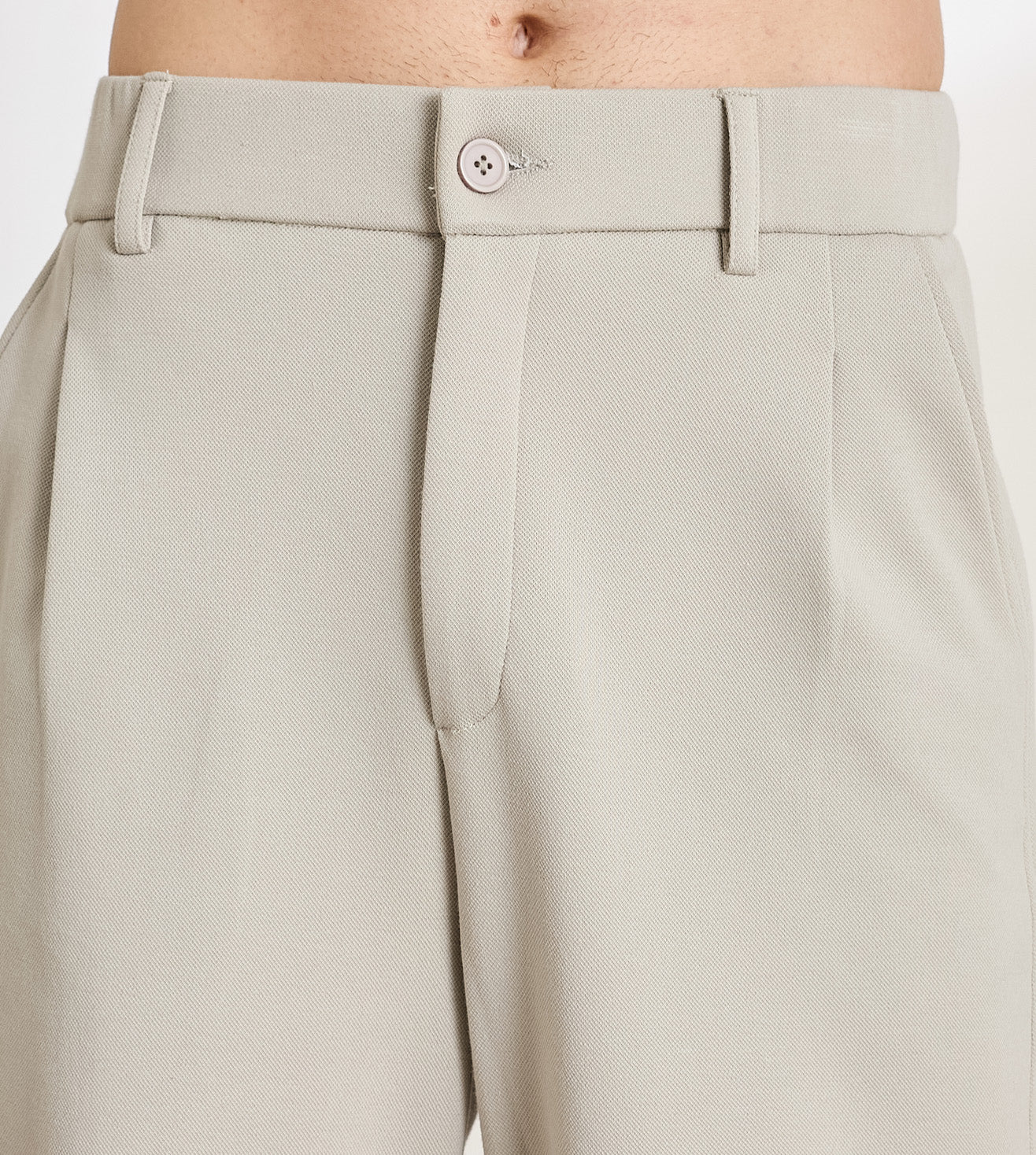 Stone Cotton Dobby Tapered Trousers