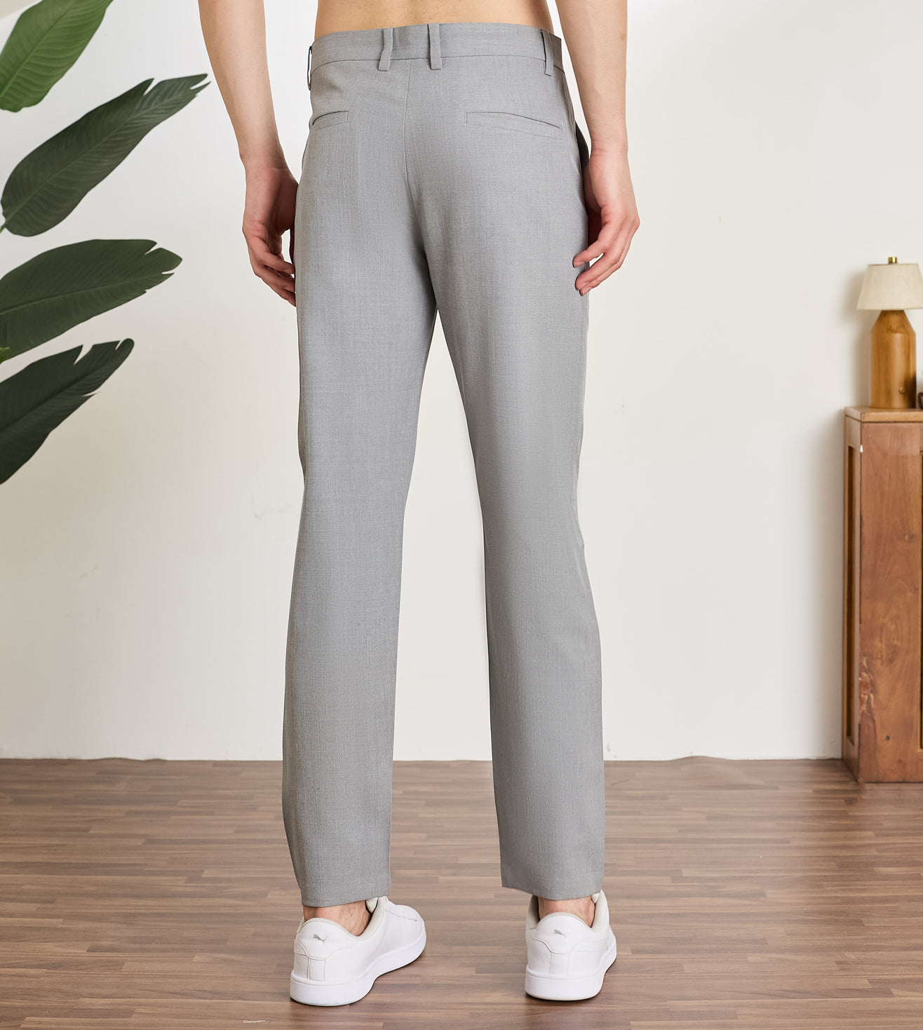 Grey Poly Stretch Smart Formal Trousers