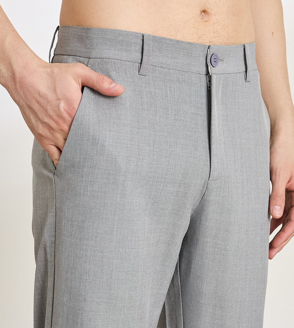 Grey Poly Stretch Smart Formal Trousers