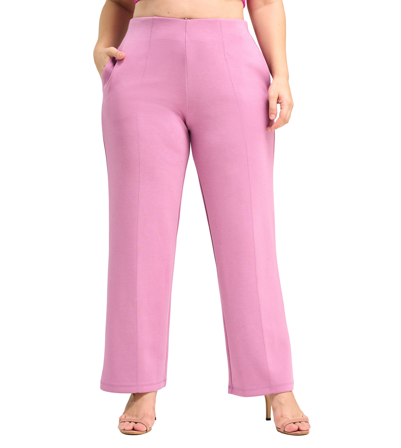 Pink Hazer Modal Blend Straight Fit Pants