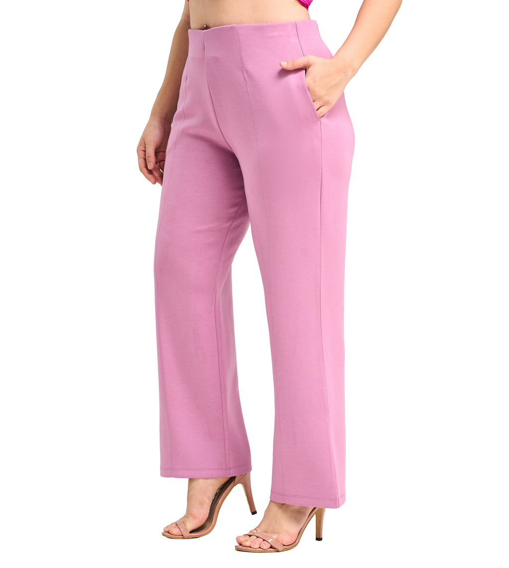 Pink Hazer Modal Blend Straight Fit Pants