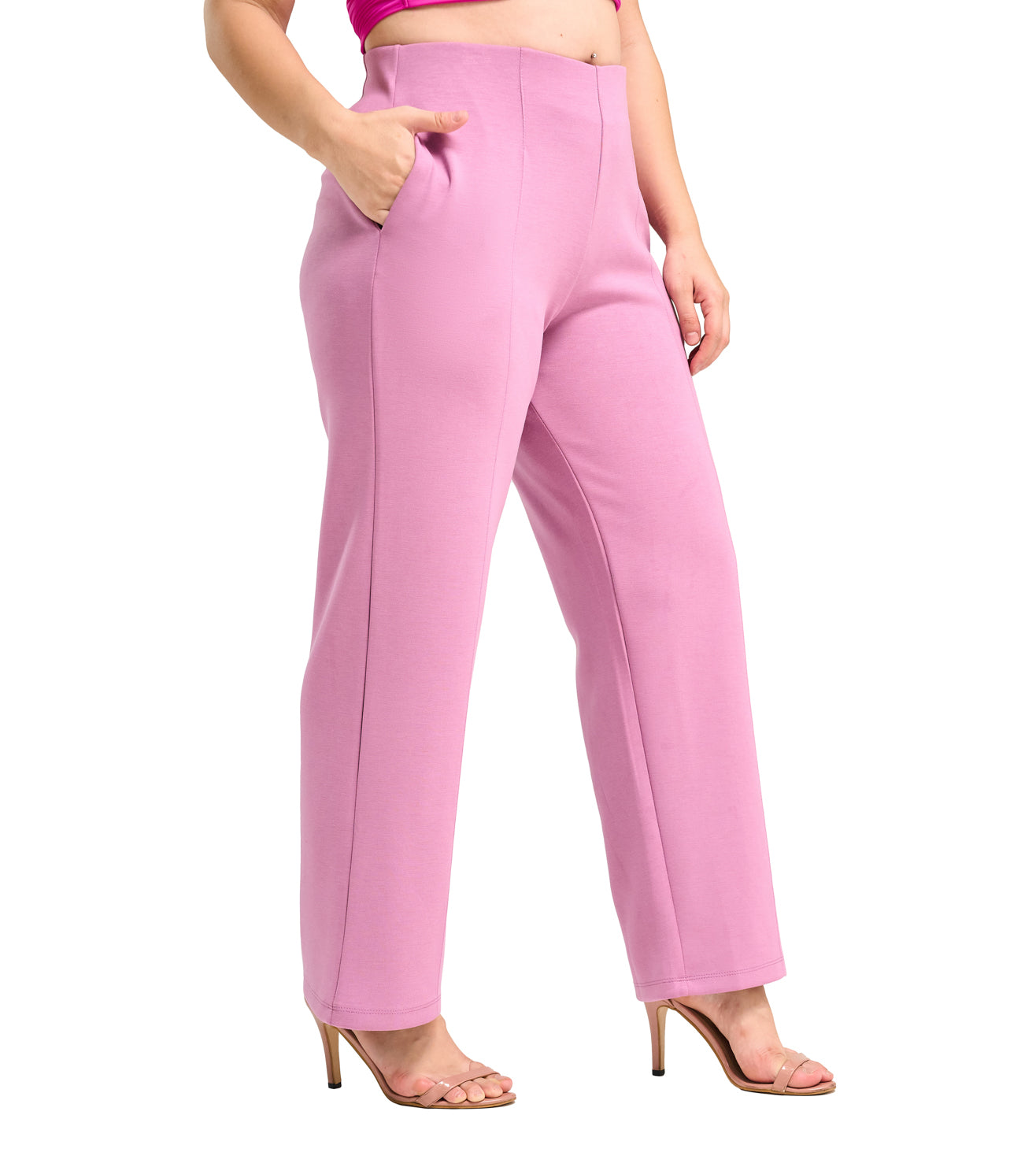 Pink Hazer Modal Blend Straight Fit Pants