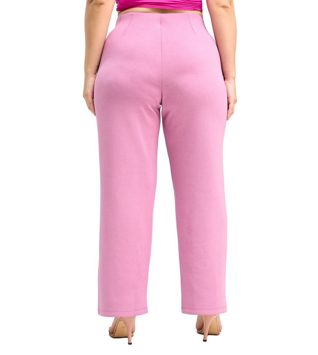 Pink Hazer Modal Blend Straight Fit Pants
