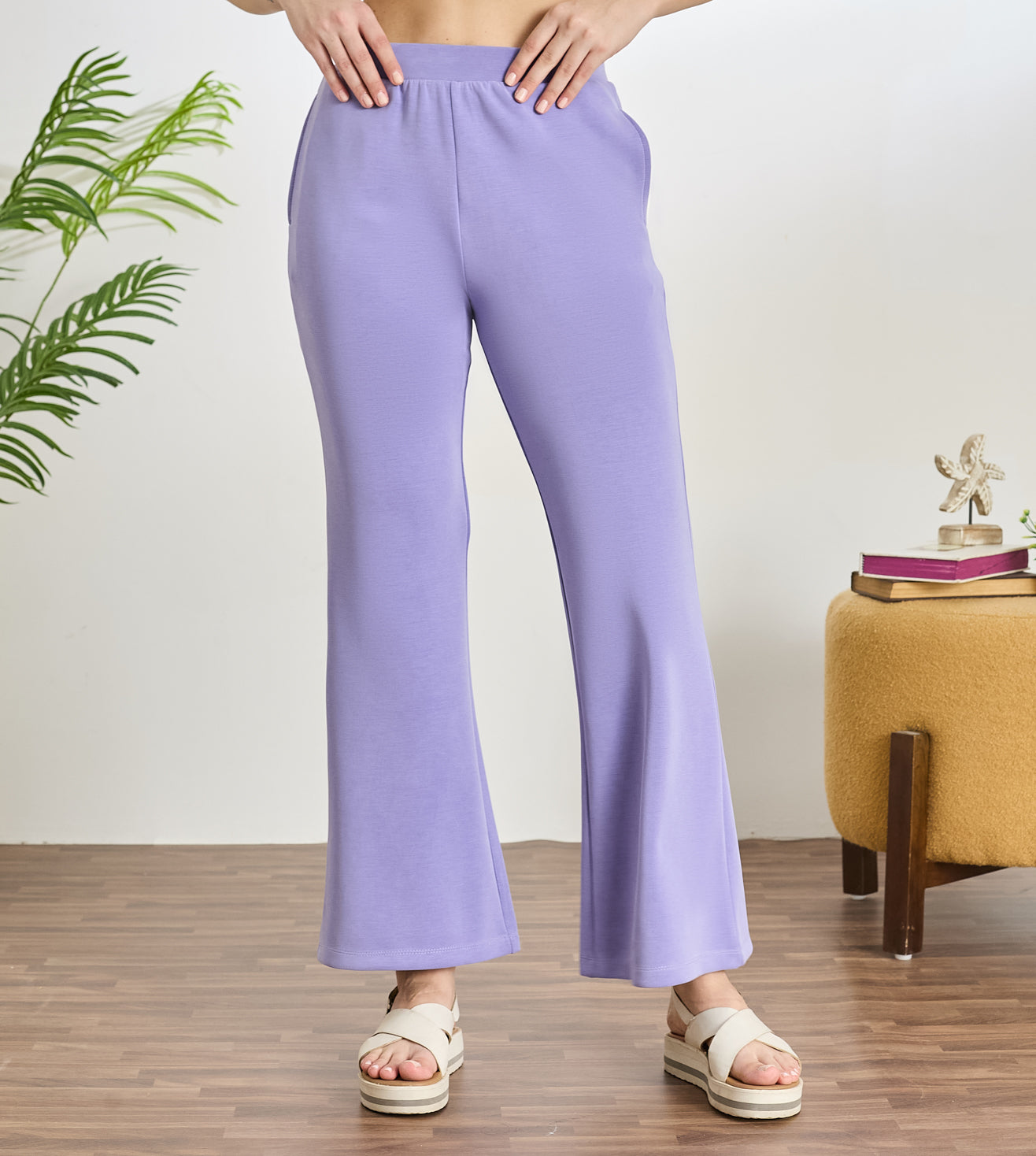 D Lavender Modal Lounge Flared Pants