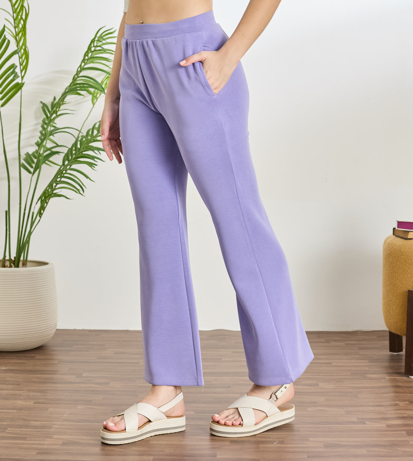 D Lavender Modal Lounge Flared Pants