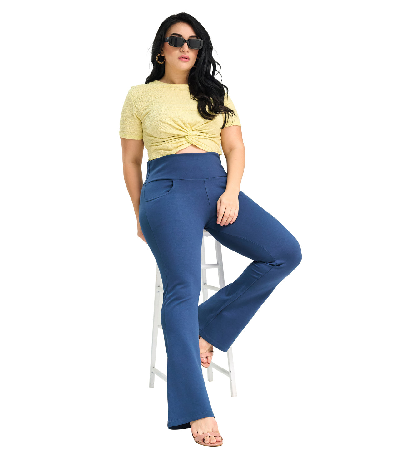 Teal Ponty Roma Flared Pull-On Pants