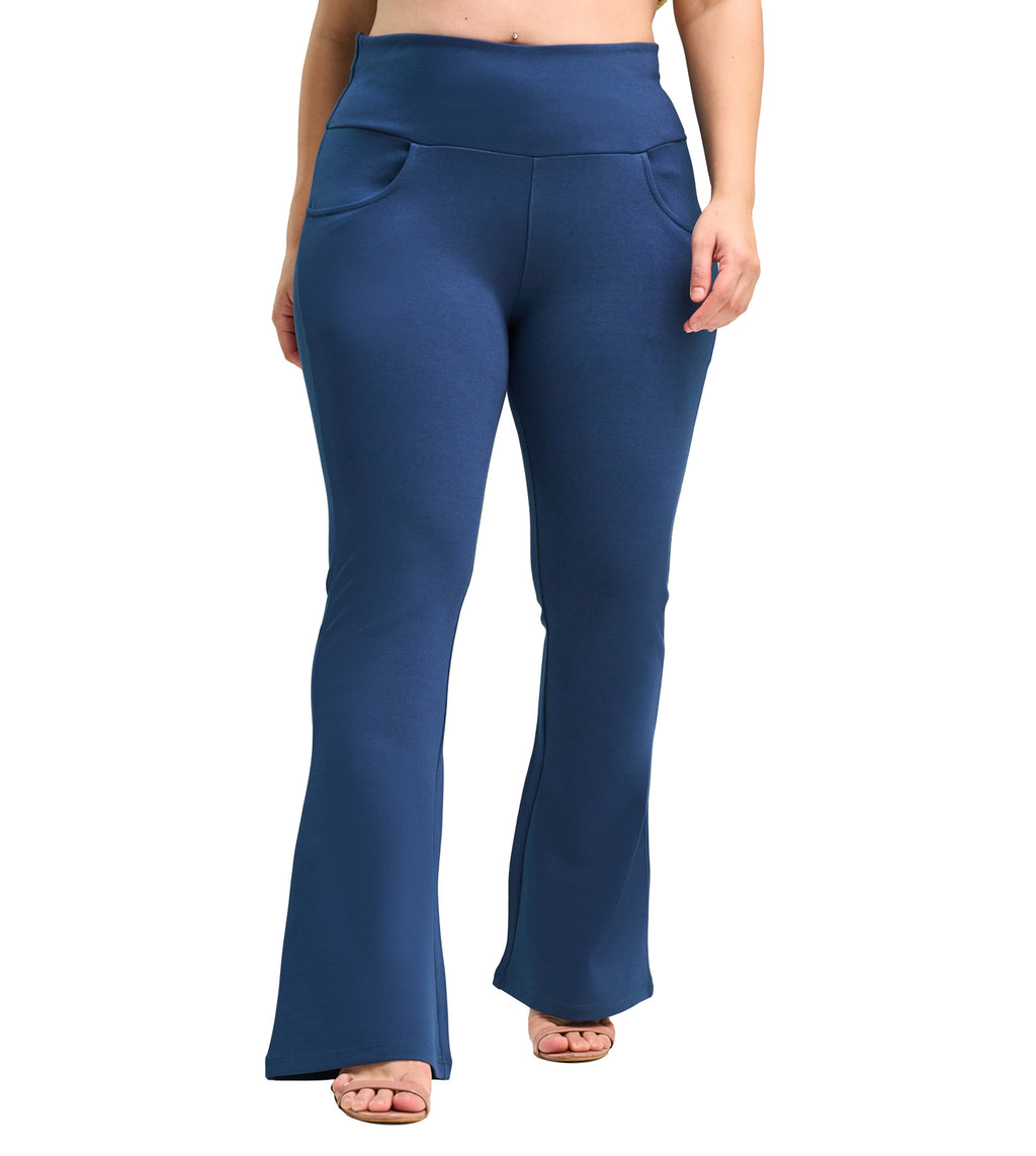 Teal Ponty Roma Flared Pull-On Pants