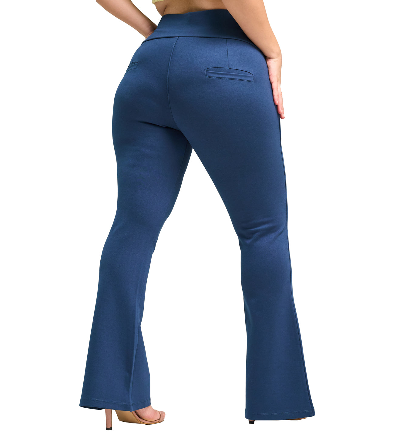 Teal Ponty Roma Flared Pull-On Pants