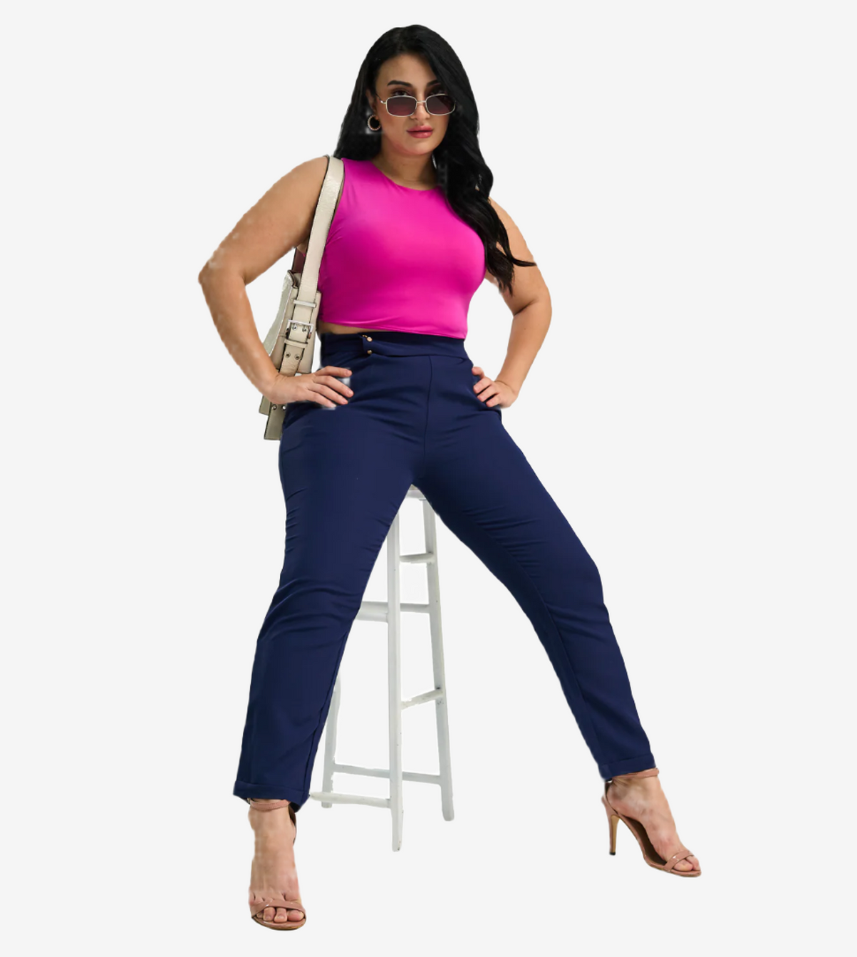 Asymmetric Waist Tapered Trousers