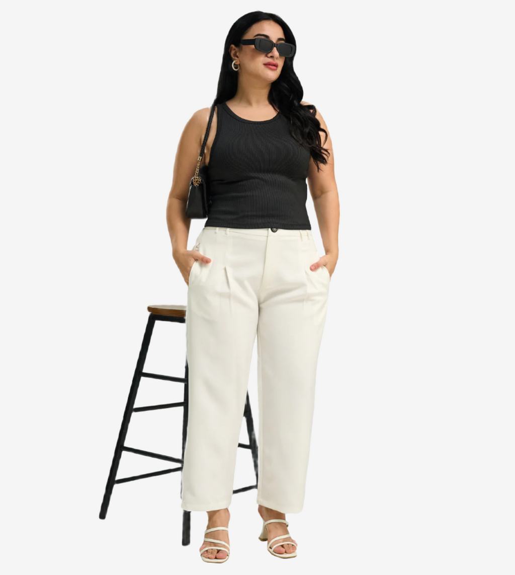 Pleated Straight Leg Trousers