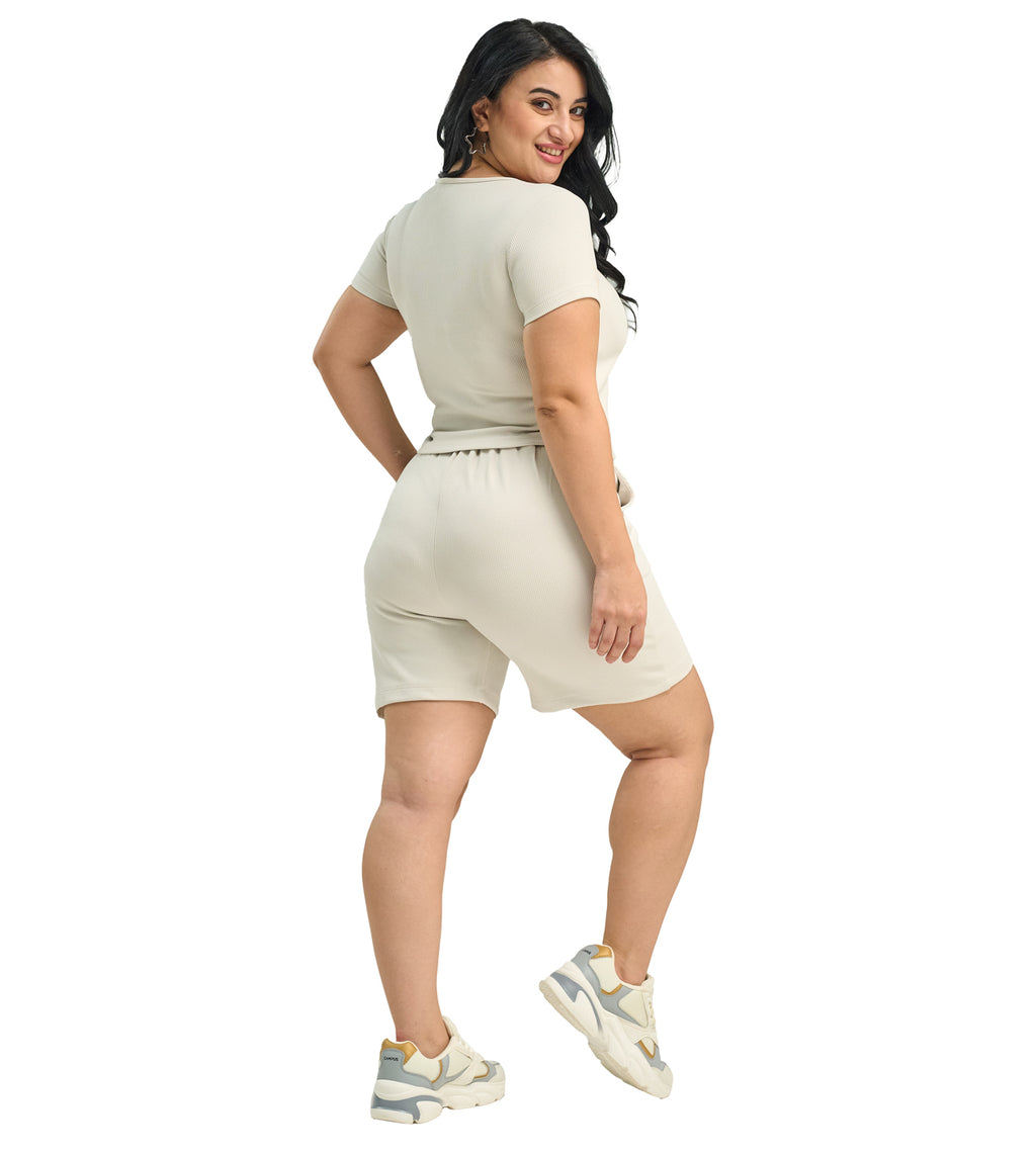 Off-White Modal Rib Lounge Co-Ord Set