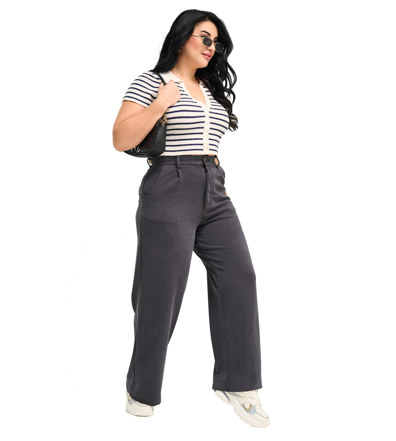 Black Grey Modal Ease Fit Relaxed Pants