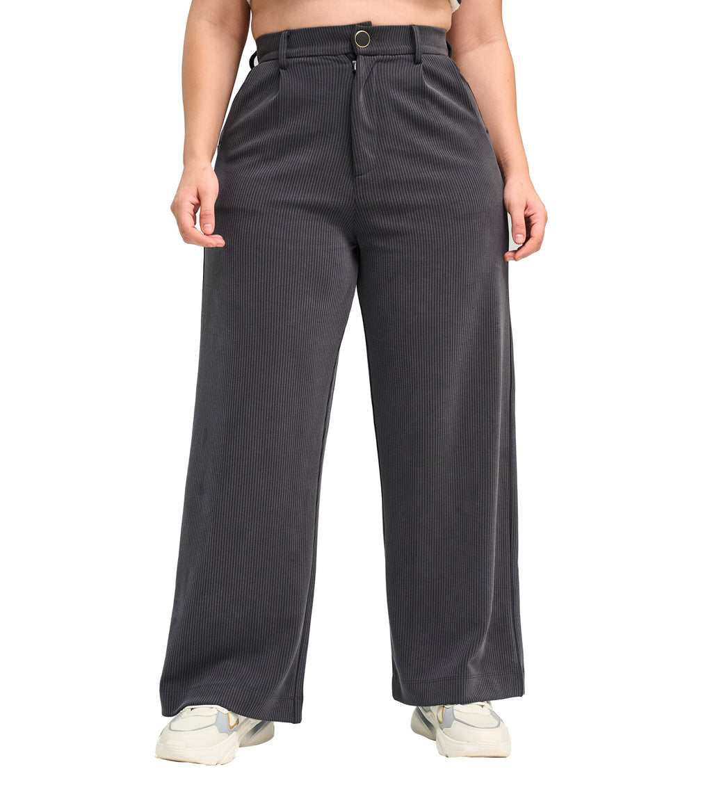 Black Grey Modal Ease Fit Relaxed Pants