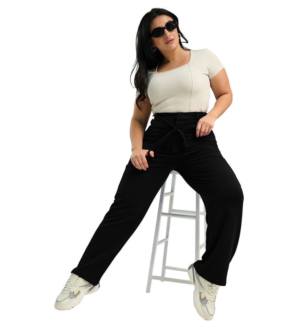 Modal Fleece Paperbag Trousers - Marvel