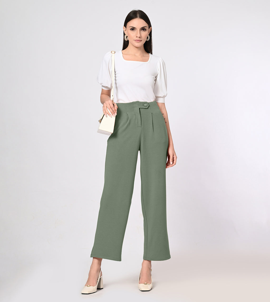 Modal Fleece Pleated Trousers
