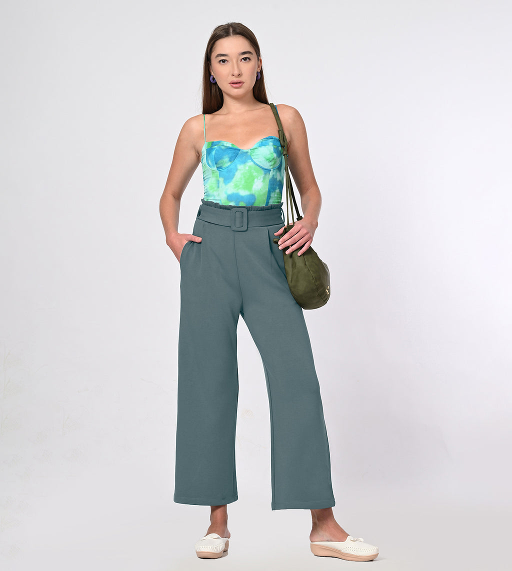 Modal Belted Wide Leg Pants